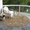 Homeroots 8' Copper Green And Beige Round Floral Washable Indoor Outdoor Area Rug 605279 - alternate 3
