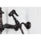 Kingston Brass Two-Handle Wall Mount Bridge Kitchen Faucet with Brass Sprayer, Oil Rubbed Bronze KS2445ALBS - alternate 6