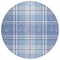 Homeroots 8' Denim Blue And Ivory Round Plaid Washable Indoor Outdoor Area Rug 596329 - alternate 4