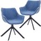 Leisuremod Markley Swivel Leather Dining Arm Chair with Iron Legs, 2PK ESCBL-26-BU2 - alternate 1