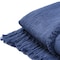 Homeroots 50" X 60" Blue Woven Cotton Throw Blanket with Fringe 516549 - alternate 3