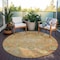 Homeroots 8' Coral Blue And Green Round Floral Washable Indoor Outdoor Area Rug 604074 - alternate 4