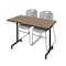 Regency Kobe Mobile T-Base Training Table W/ 2 Zeng Stack Chairs, 48 in W, 24 in L, Noble Oak MKTRCC4824NO44GY - alternate 1