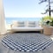 Homeroots 8' Navy Blue And Ivory Round Geometric Washable Indoor Outdoor Area Rug 583278 - alternate 7