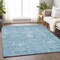 Homeroots 8' X 10' Sky Blue And Ivory Damask Washable Indoor Outdoor Area Rug 603362 - alternate 3