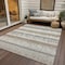 Homeroots 3' X 5' Ivory Gray And Beige Striped Washable Indoor Outdoor Area Rug 598358 - alternate 4