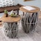 Lavish Home Set of 2 End Tables Nesting Tables with Removable Wood Tops, Metal Wire Baskets Round Side Furniture 80-ENDTBL-1 - alternate 1