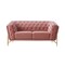 Homeroots Stylish Pink Velvet Loveseat With Diamond Tufts 480894 - alternate 3
