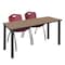 Regency Kee Training Table W/ 2 M Stack Chairs, 66 in W, 24 in L, Noble Oak MT6624NOBPBK47BY - alternate 1