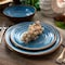Elama Rippled Tides 12 Piece Lightweight Melamine Dinnerware Set in Blue EL-RIPPLEDTIDES - alternate 7