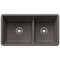 Blanco Precis SILGRANIT 33in 60/40 Reversible Double Bowl Undermount Kitchen Sink with Low Divide - Gray 443117 - alternate 1