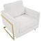Leisuremod Lincoln Boucle Fabric Armchair with Gold Stainless Steel Frame & Removable Back Cushion, White LA31-B-W - alternate 4