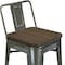 Homeroots Set of Four 30" Brown and Gray Solid Wood and Metal Low Back Bar Height Bar Chairs, 4PK 555107 - alternate 4