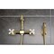 Kingston Brass Two-Handle Wall Mount Bridge Kitchen Faucet with Brass Sprayer, Brushed Brass KS2447PXBS - alternate 5