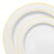 Smarty Had A Party White with Gold Edge Rim Plastic Dinnerware Value Set (120 Dinner Plates + 120 Salad Plates), 240PK 110GVP-CASE - alternate 4