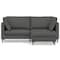 Homeroots 76" Gray Fabric Sofa With Ottoman With Black Legs 641074 - alternate 5
