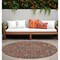 Homeroots 8' Round Red and Dark Blue Round Floral Washable Non Skid Indoor Outdoor Area Rug 564370 - alternate 1