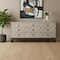 Homeroots 70in Light Brown Wood Carved Geometric Nine Drawer Sideboard 611018 - alternate 2