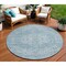 Homeroots 8' Sky Blue And Ivory Round Oriental Washable Indoor Outdoor Area Rug 603823 - alternate 1