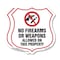 Signmission No Guns Shield Sign No Firearms Or Weapo, 18 inch X 18 inch, Plastic Sign, 2PK SHI-P-2PACK-18-395 - alternate 1