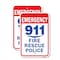 Signmission Emergency 911 Fire Rescue Police, Heavy-Gauge Aluminum, 18" x 24", A-1824-25223 A-1824-25223 - alternate 1
