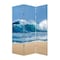 Homeroots 72" Blue and White Canvas Folding Three Panel Screen Room Divider 342776 - alternate 4