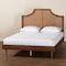 Baxton Studio Macaria Mid-Century Modern Ash Walnut Woven Rattan Queen Size Bed 248-12648-9814-ZORO - alternate 6