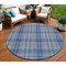 Homeroots 8' Gray Blue And Ivory Round Plaid Washable Indoor Outdoor Area Rug 597107 - alternate 1
