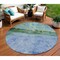 Homeroots 8' Blue And Lime Green Round Abstract Washable Indoor Outdoor Area Rug 618603 - alternate 1