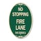 Signmission No Stopping Fire Lane - Refer to CVC 22500.1, 12 In X 18 In Architectural Oval, Heavy Gauge Aluminum A-OV-G-1218-23576 - alternate 1