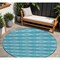 Homeroots 8' Teal Blue Gray And Ivory Round Geometric Washable Indoor Outdoor Area Rug 599672 - alternate 1