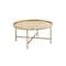 Homeroots 34" Oak and Gold Wood And Metal Round Sled Coffee Table 490508 - alternate 5