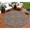 Homeroots 8' Chocolate And Gray Round Floral Washable Indoor Outdoor Area Rug 582262 - alternate 1