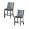 Homeroots Set of Two 25" Gray and Espresso Fabric and Solid Wood Counter Height Bar Chairs, 2PK 573444 - alternate 1