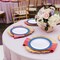 Smarty Had A Party 10.25" White with Gold Spiral on Blue Rim Plastic Dinner Plates (120 plates), 120PK 670BG-CASE - alternate 1