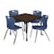 Regency Square Kee Mobile Adjustable Classroom Table W/ 4 Andy Chairs, 42 in W, 42 in L, Neo Walnut TB4242NWAPCBK40NV - alternate 1