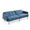 Homeroots 85" Blue Polyester Blend Convertible Futon Sleeper Sofa And Toss Pillows With Silver Legs 544953 - alternate 3