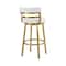 Homeroots 26" White and Gold Faux Leather and Stainless Steel Low Back Counter Height Swivel Bar Chair 569168 - alternate 5