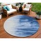 Homeroots 8' Navy Blue And Ivory Round Abstract Washable Indoor Outdoor Area Rug 601226 - alternate 1