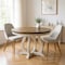 Homeroots 48" Walnut and Antiqued White Wood Pedestal Base Round Top Dining Table 631287 - alternate 5