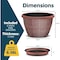 Lifemaster 10-Inch Rustic Whiskey Barrel Planters, Plastic Flower Pots with Drainage and Saucers, 5PK LMPBP5COP5 - alternate 4