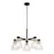 Vaxcel Elgin 5 Light Black and Gold Contemporary Chandelier Clear Glass H0307 - alternate 1