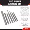 Performance Tool 7 pc. Punch and Chisel Set, Center Punches, Pin Punches, Cold Chisels, Steel W760 - alternate 4