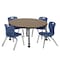 Regency Round Kee Mobile Adjustable Classroom Table W/ 4 Andy Chairs, 42 in W, 42 in L, Noble Oak TB42RNDNOAPCGY45NV - alternate 1