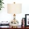 Homeroots 27" Silver Metallic Glass LED Table Lamp With Ivory Drum Shade 528687 - alternate 1