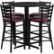 Flash Furniture Round Black Bar Table, X-Base w/Burgundy Seats, Laminate Top, Wood Grain HDBF1025-GG - alternate 1