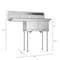 Koolmore 2 Compartment Stainless Steel NSF Commercial Kitchen Prep & Utility Sink with  Drainboard SB121610-16L3 - alternate 7
