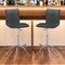 Homeroots Set of Two Gray and Silver Faux Leather and Metal Low Back Adjustable Height Bar Chairs, 2PK 555026 - alternate 4