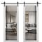 Sartodoors Sturdy Double Barn Door with Clear Glass, Lucia 2566 White Silk and Aluminum Strips, 13FT Rail Han LUCIA2566DB-WS-36 x 96 - alternate 1