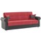 Homeroots 89" Black Burgundy Faux Leather Velvet Convertible Futon Sleeper Sofa w/ Toss Pillows And Storage 607113 - alternate 1